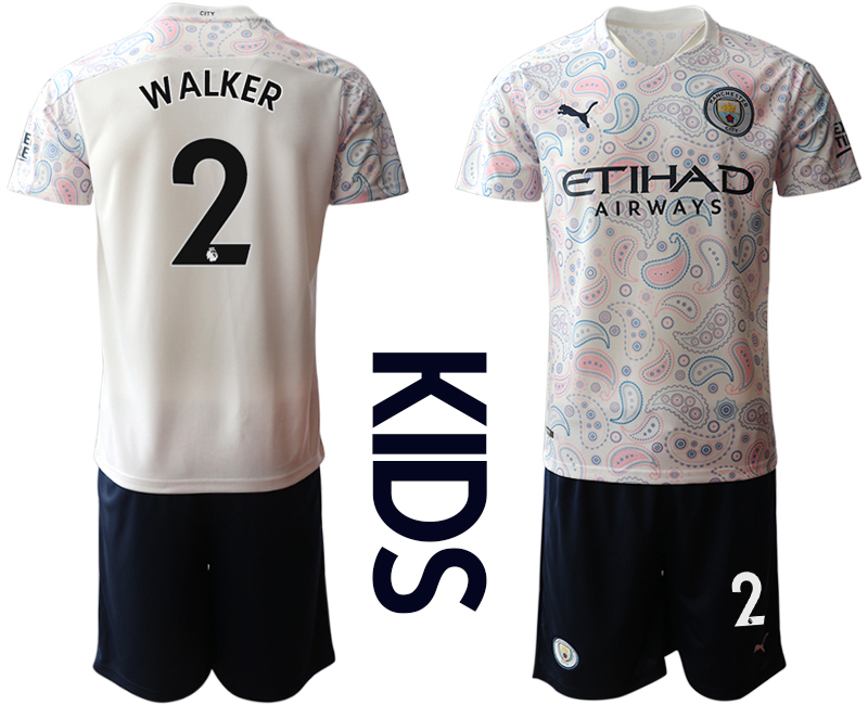 Youth 2020-2021 club Manchester City away white 2 Soccer Jerseys