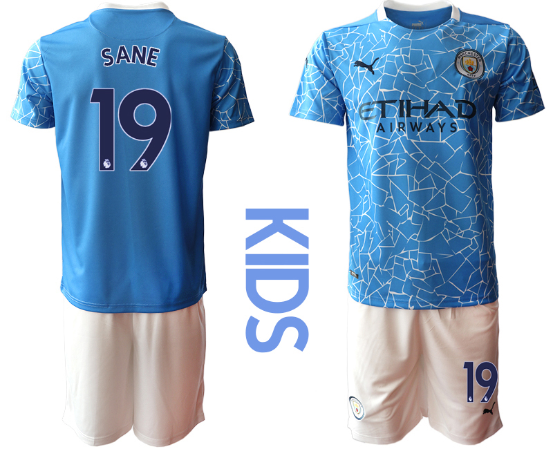 Youth 2020-2021 club Manchester City home blue 19 Soccer Jerseys