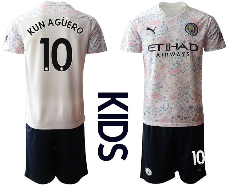 Youth 2020-2021 club Manchester City away white 10 Soccer Jerseys