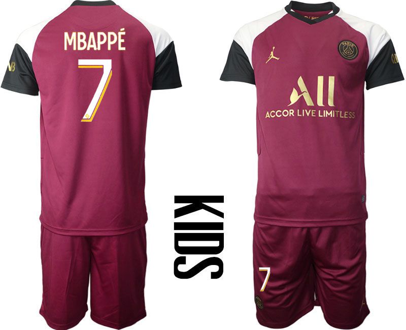 Youth 2020-2021 club Paris St German away 7 red Soccer Jerseys