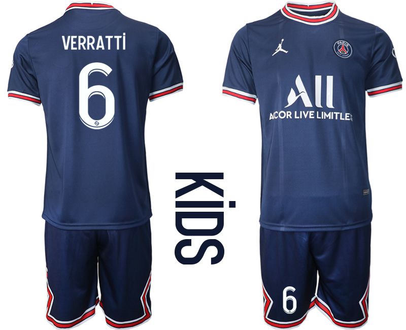 Youth 2021-2022 Club Paris St German home blue 6 Soccer Jersey