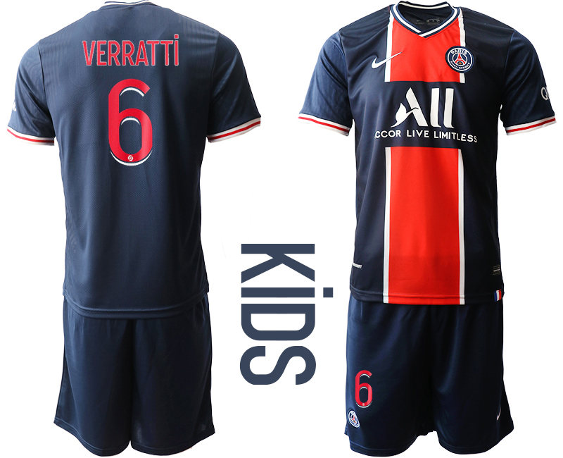 Youth 2020-2021 club Paris St German home 6 blue Soccer Jerseys