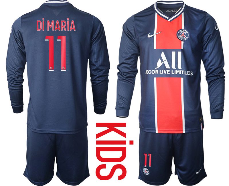 Youth 2020-2021 club Paris St German home long sleeve 11 blue Soccer Jerseys