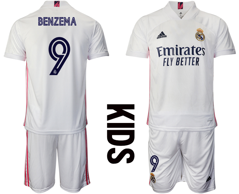 Youth 2020-2021 club Real Madrid home 9 white Soccer Jerseys