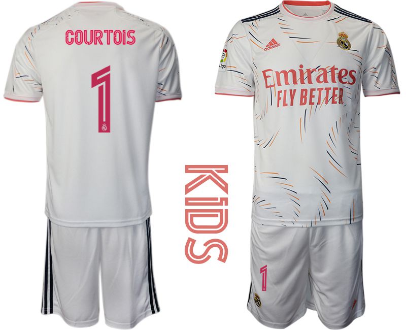 Youth 2021-2022 Club Real Madrid home white 1 Adidas Soccer Jersey