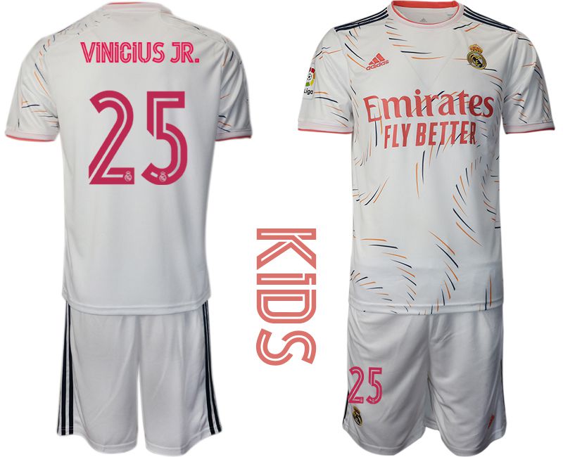 Youth 2021-2022 Club Real Madrid home white 25 Adidas Soccer Jersey