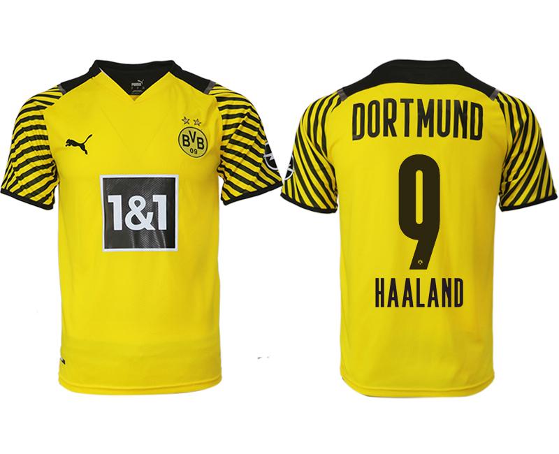 Men 2021-2022 Club Borussia Dortmund home yellow aaa version 9 Soccer Jersey