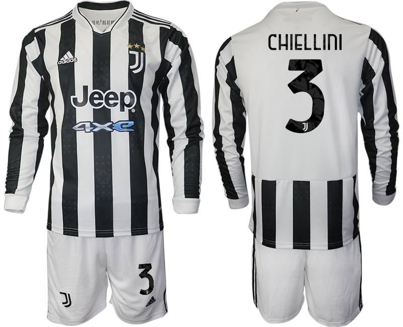 Men 2021-2022 Club Juventus home white Long Sleeve 3 Adidas Soccer Jersey