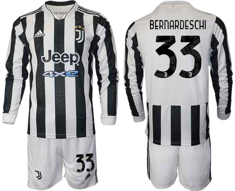 Men 2021-2022 Club Juventus home white Long Sleeve 33 Adidas Soccer Jersey