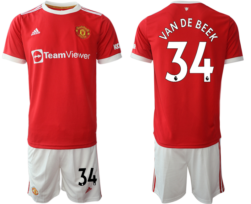 Men 2021-2022 Club Manchester United home red 34 Adidas Soccer Jersey