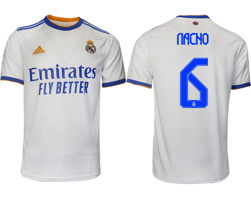 Men 2021-2022 Club Real Madrid home aaa version white 6 Soccer Jerseys