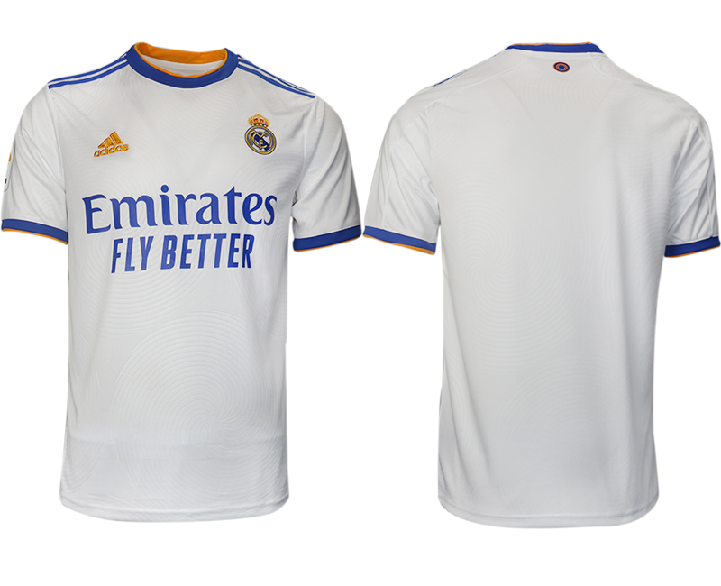 Men 2021-2022 Club Real Madrid home aaa version white blank Soccer Jerseys