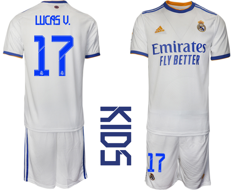 Youth 2021-2022 Club Real Madrid home white 17 Soccer Jerseys