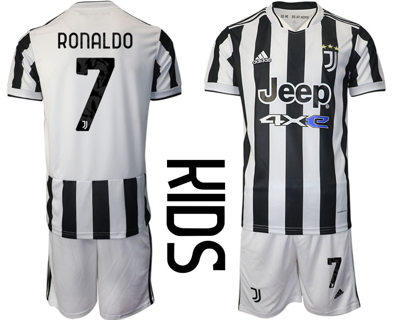 Youth 2021-2022 Club Juventus home white 7 Adidas Soccer Jersey