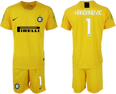 Inter Milan #1 Handanovic Yellow Goalkeeper Soccer Club Jersey