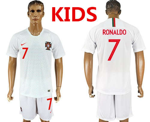 Kids Portugal #7 Ronaldo Away Soccer Country Jersey