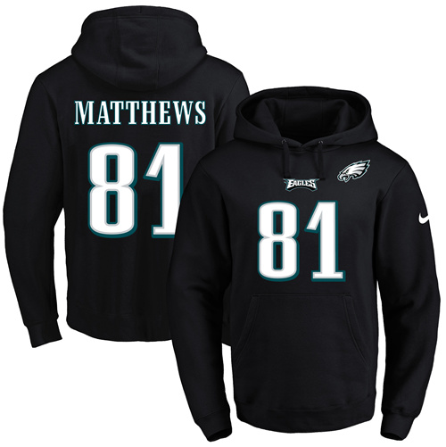 Nike Eagles #81 Jordan Matthews Black Name & Number Pullover NFL Hoodie