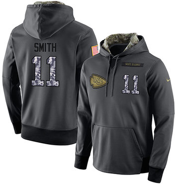 NFL Men's Nike Kansas City Chiefs #11 Alex Smith Stitched Black Anthracite Salute to Service Player Performance Hoodie