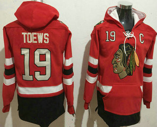 Men's Chicago Blackhawks #19 Jonathan Toews NEW Red Stitched NHL Old Tim Hockey Hoodie