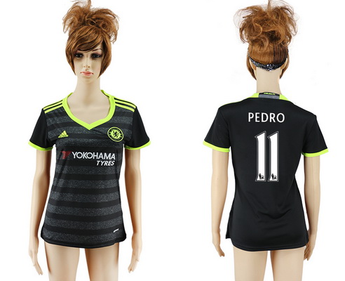 2016-17 Chelsea #11 PEDRO Away Soccer Women's Black AAA+ Shirt