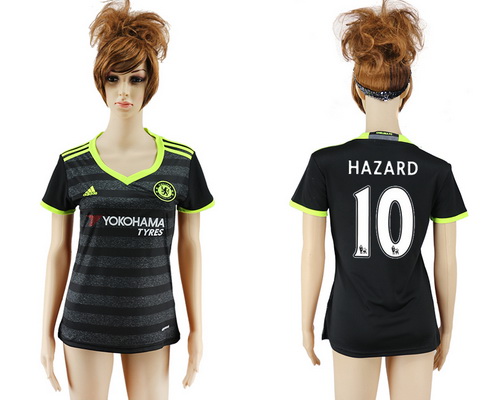 2016-17 Chelsea #10 HAZARD Away Soccer Women's Black AAA+ Shirt