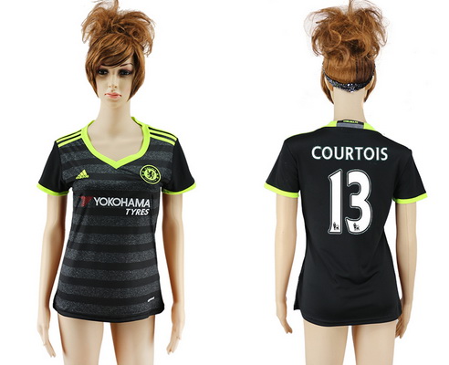 2016-17 Chelsea #13 COURTOIS Away Soccer Women's Black AAA+ Shirt