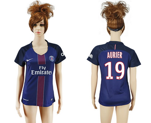 2016-17 Paris Saint-Germain #19 AURIER Home Soccer Women's Navy Blue AAA+ Shirt