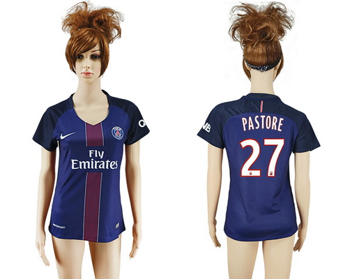 2016-17 Paris Saint-Germain #27 PASTORE Home Soccer Women's Navy Blue AAA+ Shirt