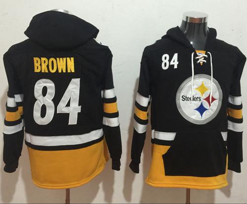 Nike Pittsburgh Steelers #84 Antonio Brown Black Gold Name & Number Pullover NFL Hoodie