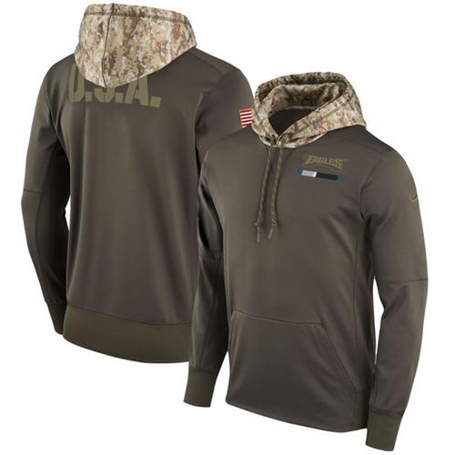 Men's Philadelphia Eagles Nike Olive Salute to Service Sideline Therma Pullover Hoodie