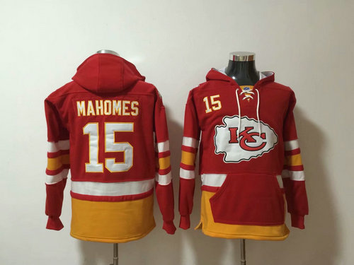 Nike Chiefs 15 Patrick Mahomes Red All Stitched Pullover NFL Hoodie