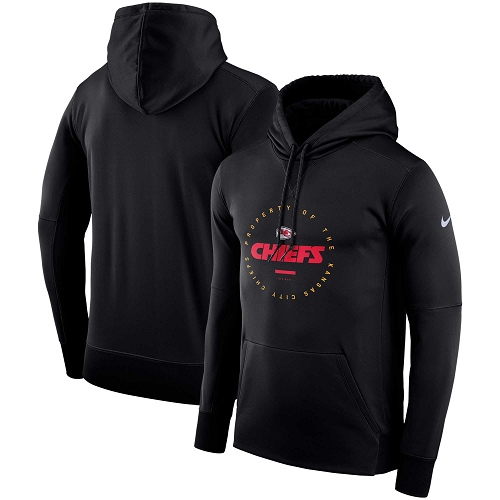 Men's Kansas City Chiefs Nike Black Sideline Property Of Wordmark Logo Performance Pullover Hoodie