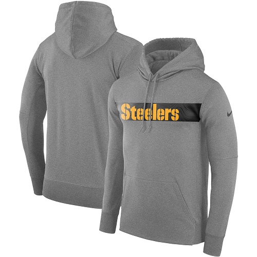 Men's Pittsburgh Steelers Nike Gray Sideline Team Performance Pullover Hoodie