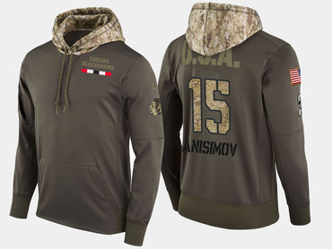 Nike Chicago Blackhawks 15 Artem Anisimov Olive Salute To Service Pullover Hoodie