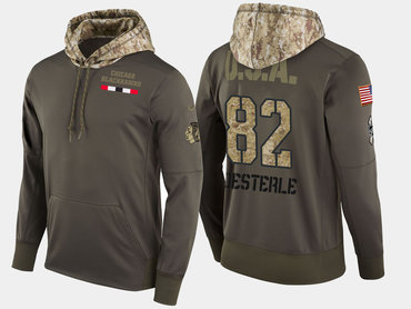 Nike Chicago Blackhawks 82 Jordan Oesterle Olive Salute To Service Pullover Hoodie