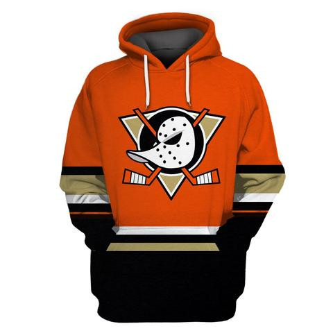 Men's Anaheim Ducks Orange Alternate All Stitched Hooded Sweatshirt