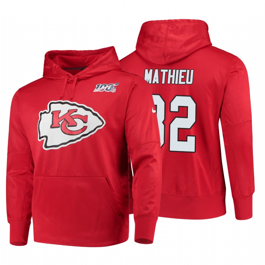 Kansas City Chiefs #32 Tyrann Mathieu Nike NFL 100 Primary Logo Circuit Name & Number Pullover Hoodie Red