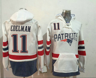 Men's New England Patriots #11 Julian Edelman 2016 White Stitched NFL Hoodie