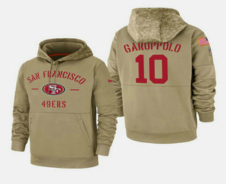 Men's San Francisco 49ers #10 Jimmy Garoppolo 2019 Salute to Service Sideline Therma Pullover Hoodie