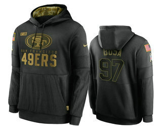 Men's San Francisco 49ers #97 Nick Bosa Black 2020 Salute To Service Sideline Performance Pullover Hoodie