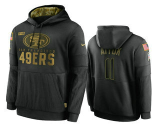 Men's San Francisco 49ers #11 Brandon Aiyuk Black 2020 Salute To Service Sideline Performance Pullover Hoodie