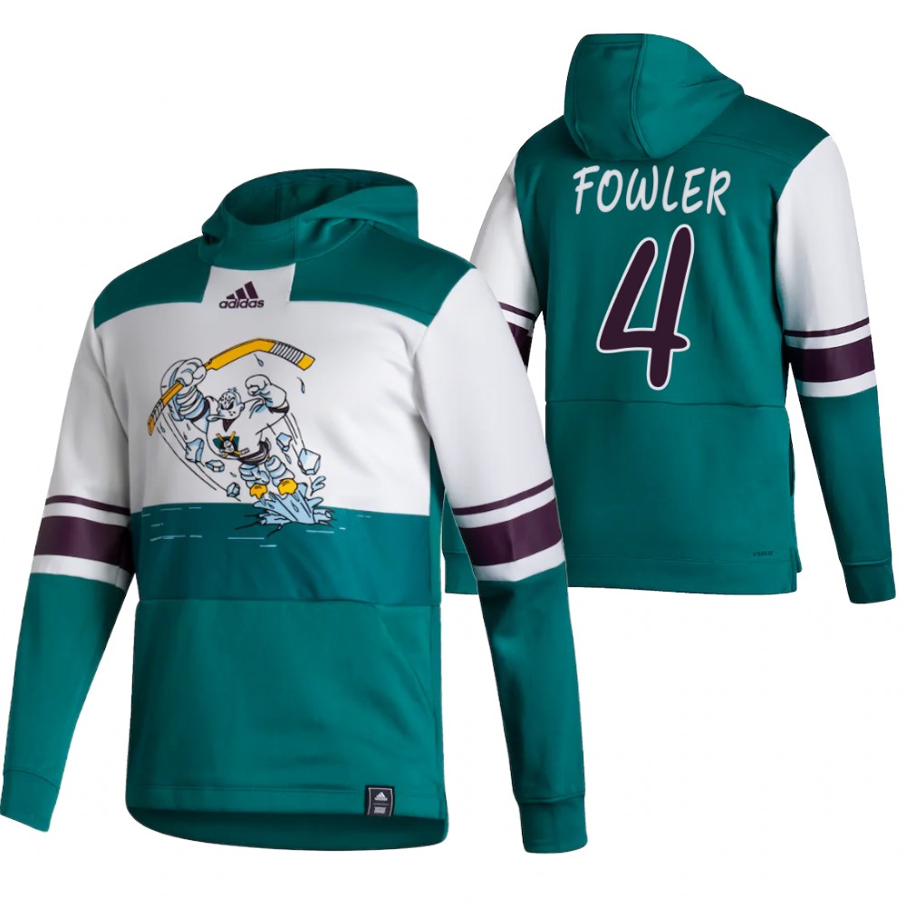 Anaheim Ducks #4 Cam Fowler Adidas Reverse Retro Pullover Hoodie White Green