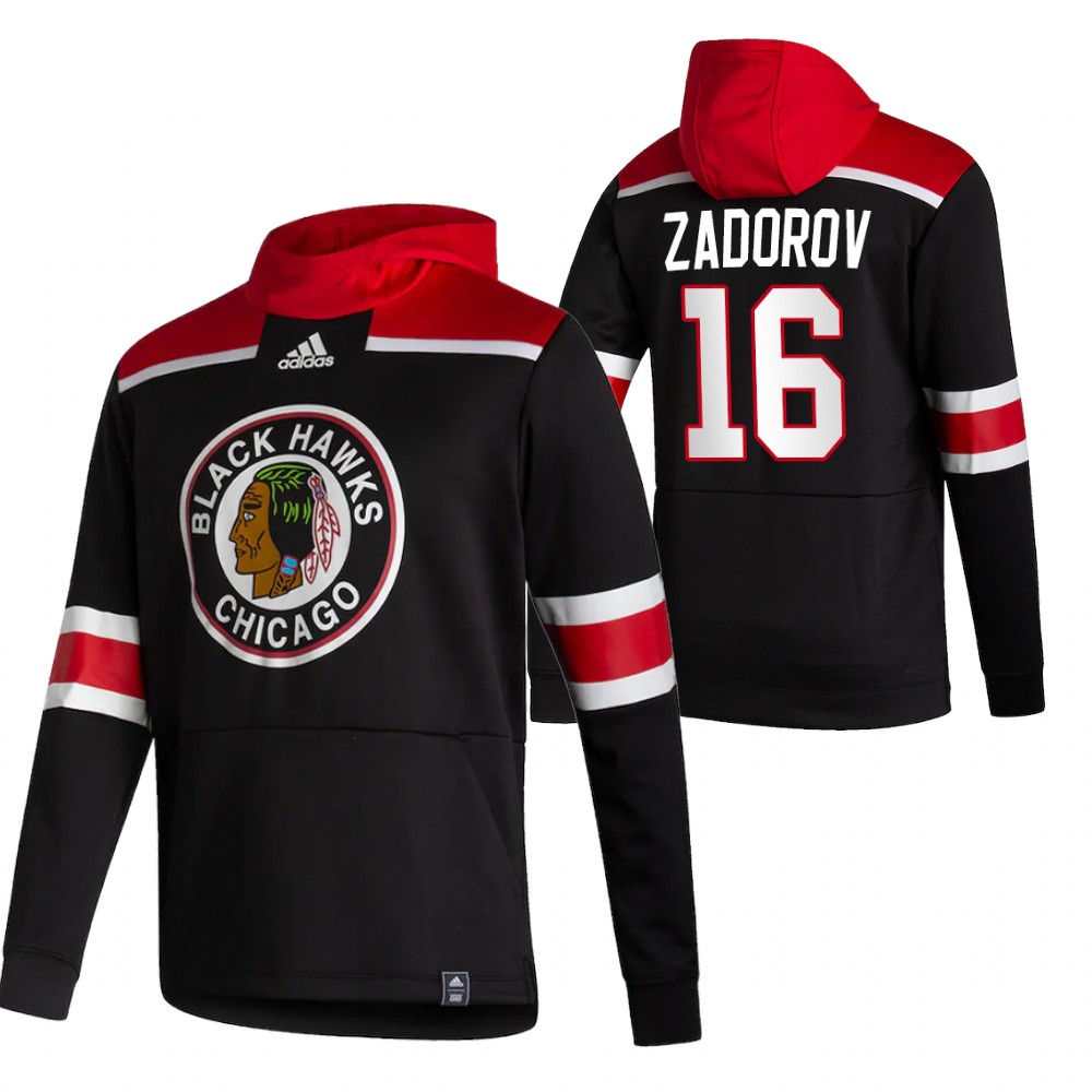 Chicago Blackhawks #16 Nikita Zadorov Adidas Reverse Retro Pullover Hoodie Black