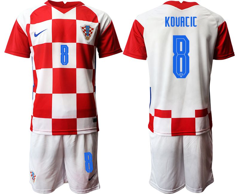 Men 2020-2021 European Cup Croatia home red 8 Nike Soccer Jersey