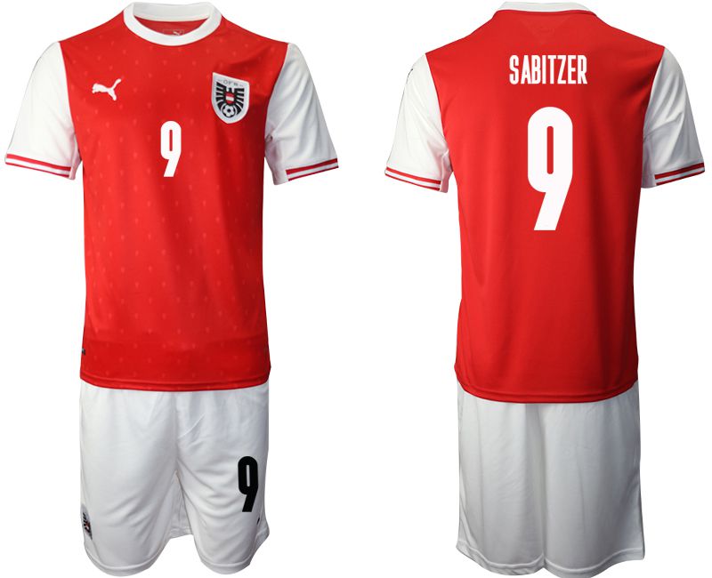 Men 2020-2021 European Cup Austria home red 9 Soccer Jersey