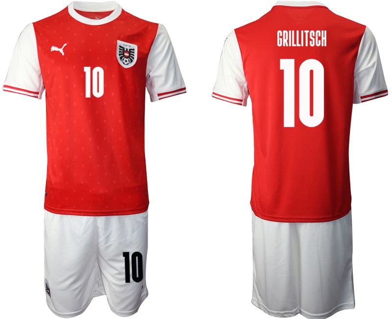 Men 2020-2021 European Cup Austria home red 10 Soccer Jersey