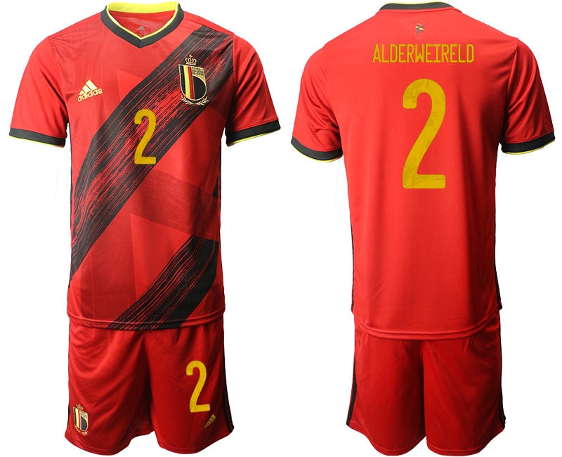 Men 2021 European Cup Belgium home red 2 Soccer Jersey