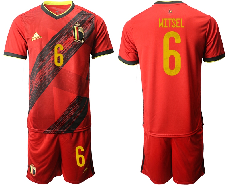 Men 2021 European Cup Belgium home red 6 Soccer Jersey