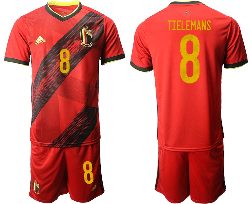 Men 2021 European Cup Belgium home red 8 Soccer Jersey