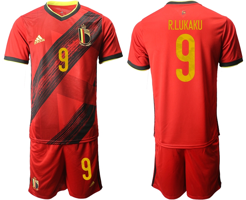 Men 2021 European Cup Belgium home red 9 Soccer Jersey